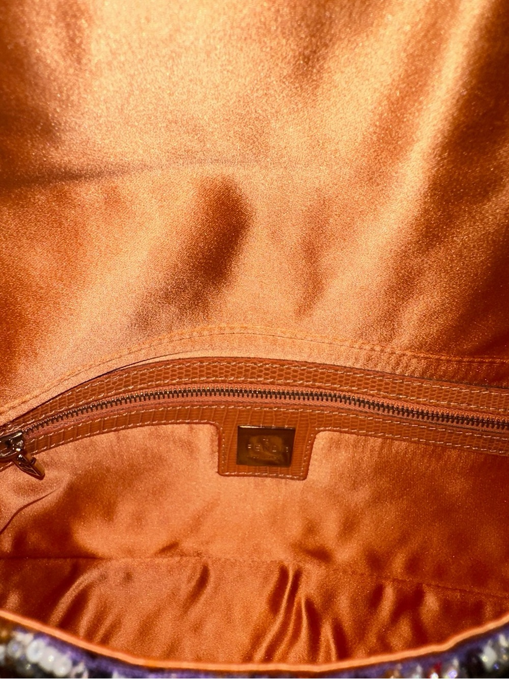 Fendi Multicolor Patterned Shoulder Bag with Orange Strap - Picture 7 of 9